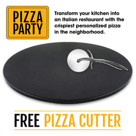 Heritage round pizza stone emphasizes crisp bottom for bakery-style slices.