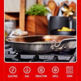 Heritage Steel Eater Series 12-inch pan with drip-free pouring lip.