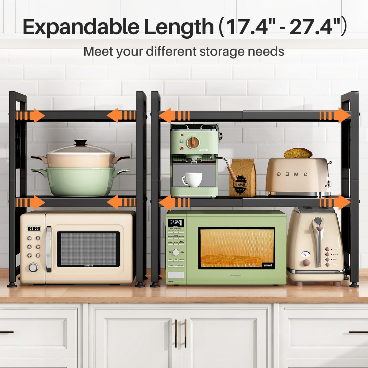 HERJOY stand extended to 27.4 inches for flexible appliance placement.