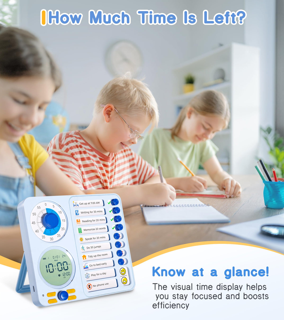 Herloreen digital clock timer provides precise time cues for routines.
