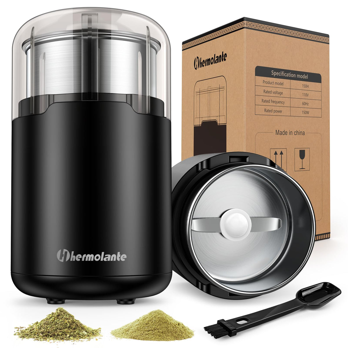 Hermolante herb grinder compact design for quick, even grinding.