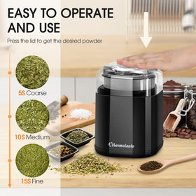 Hermolante herb grinder lid press action showing safe one-hand operation