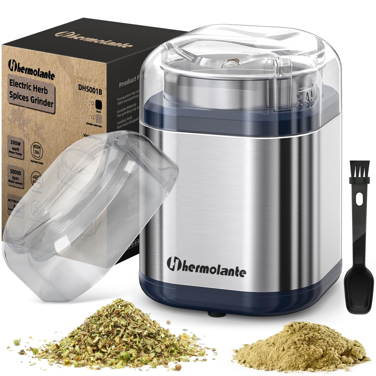 Hermolante herb grinder main unit enabling fast, even herb grinding.