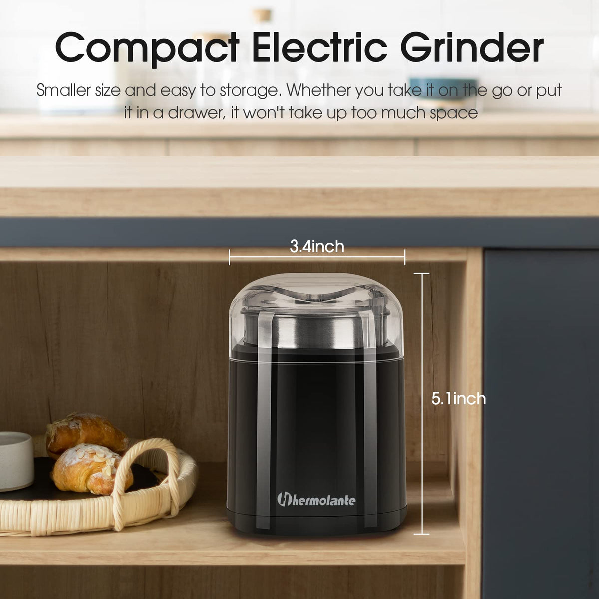 Hermolante spice grinder quick grind process for herbs and seeds