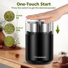 Hermolante spice grinder stainless blade for precise grinding.