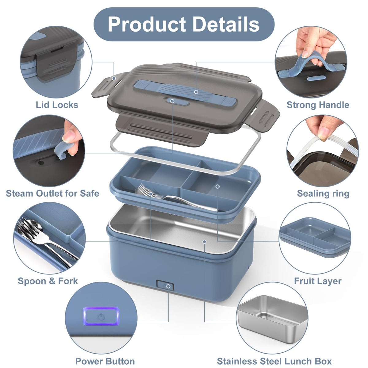 Herrfilk 1.8 liter stainless steel container keeps meals fresh and evenly heated.