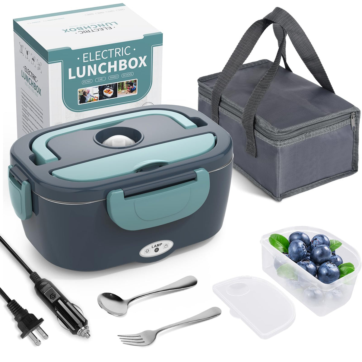 Herrfilk electric lunch box overview showing 3 in 1 design for home car and office