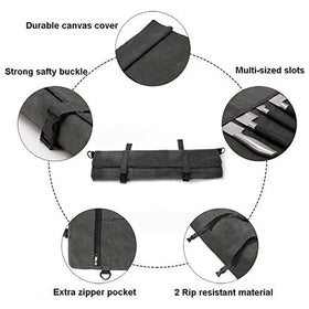HERSENT knife roll bag rolled up illustrating portable storage for travel.