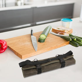HERSENT travel ready knife case with compact side pocket.