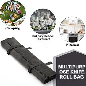 HERSENT knife roll bag with secure buckles for safe transport to work or class.