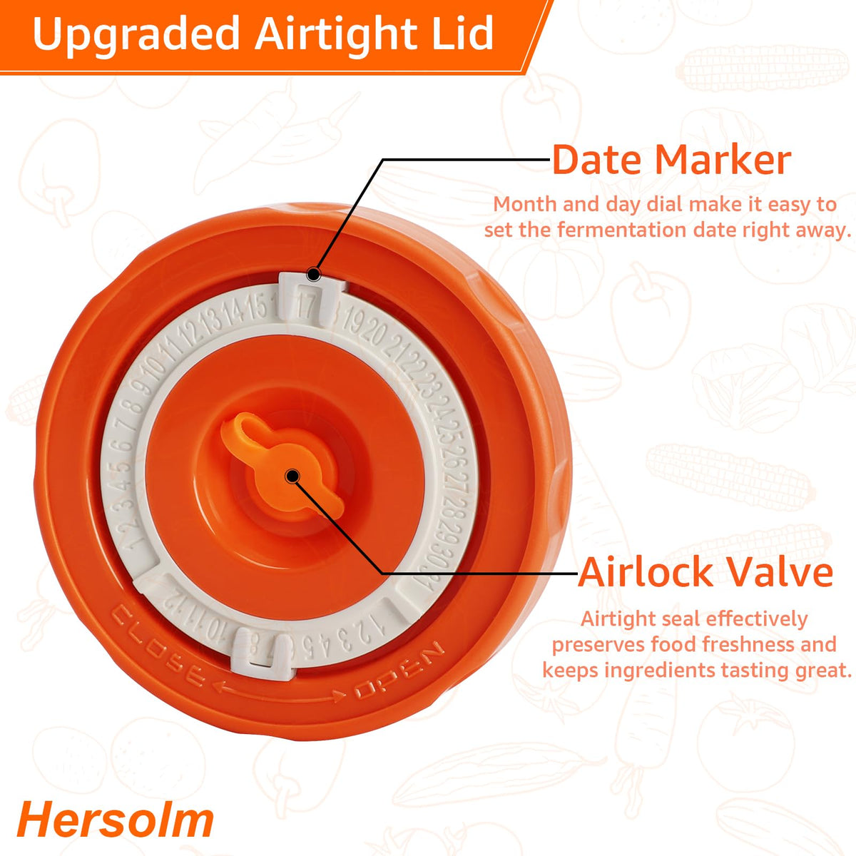 Hersolm fermentation weights with a 1-inch knob for stable placement.