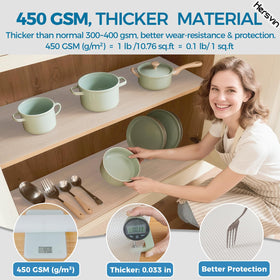 Hersvin shelf liner clear dot drawer setup shows organized and protected surfaces.