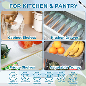 Hersvin shelf liner clear dot non-stick bottom prevents sticky residue.