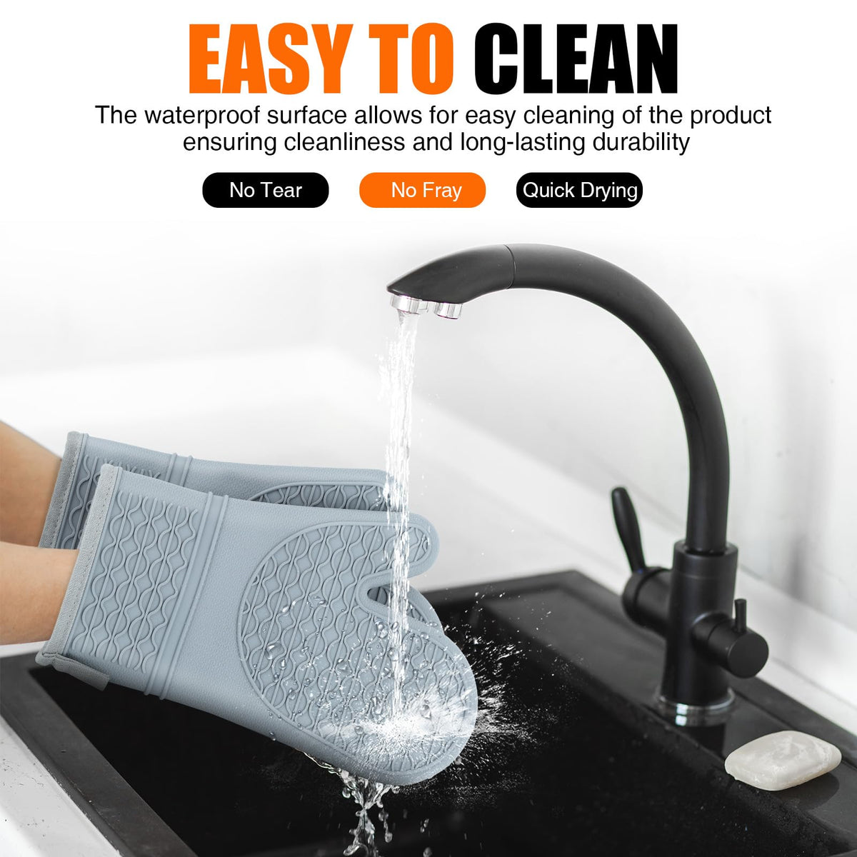 HESEE BBQ and baking mitts in grey with extended reach