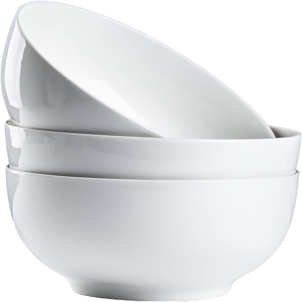 Hesen 60oz large soup bowl set, three-piece, ideal for family meals and big portions.