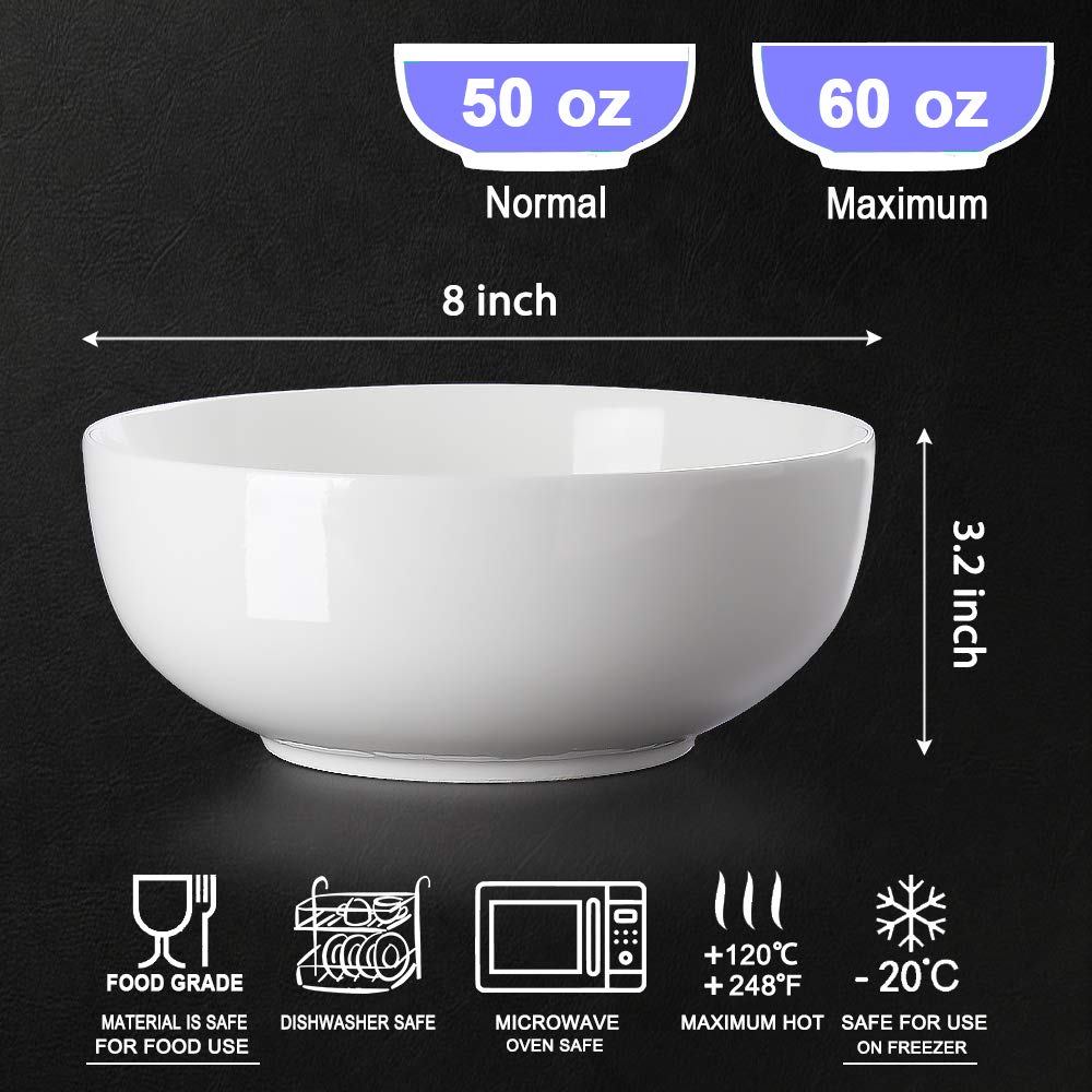 Hesen pho bowl, 8-inch off-white porcelain, ideal for broth-rich pho.