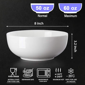 Hesen pho bowl, 8-inch off-white porcelain, ideal for broth-rich pho.