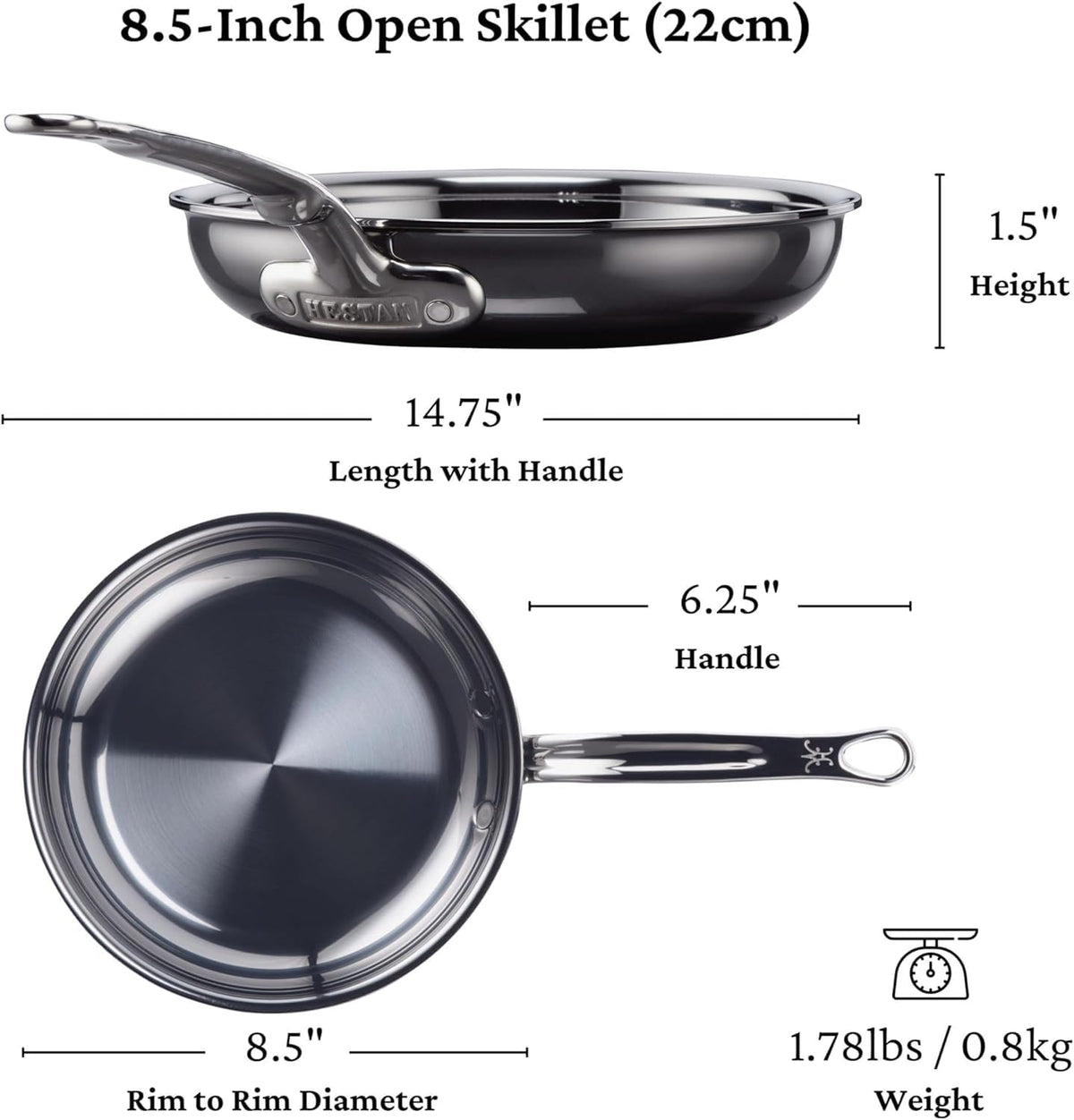 Hestan NanoBond ProCore aluminum layer for fast, even heat distribution