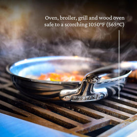 Hestan NanoBond skillet with drip-free rim for clean pouring