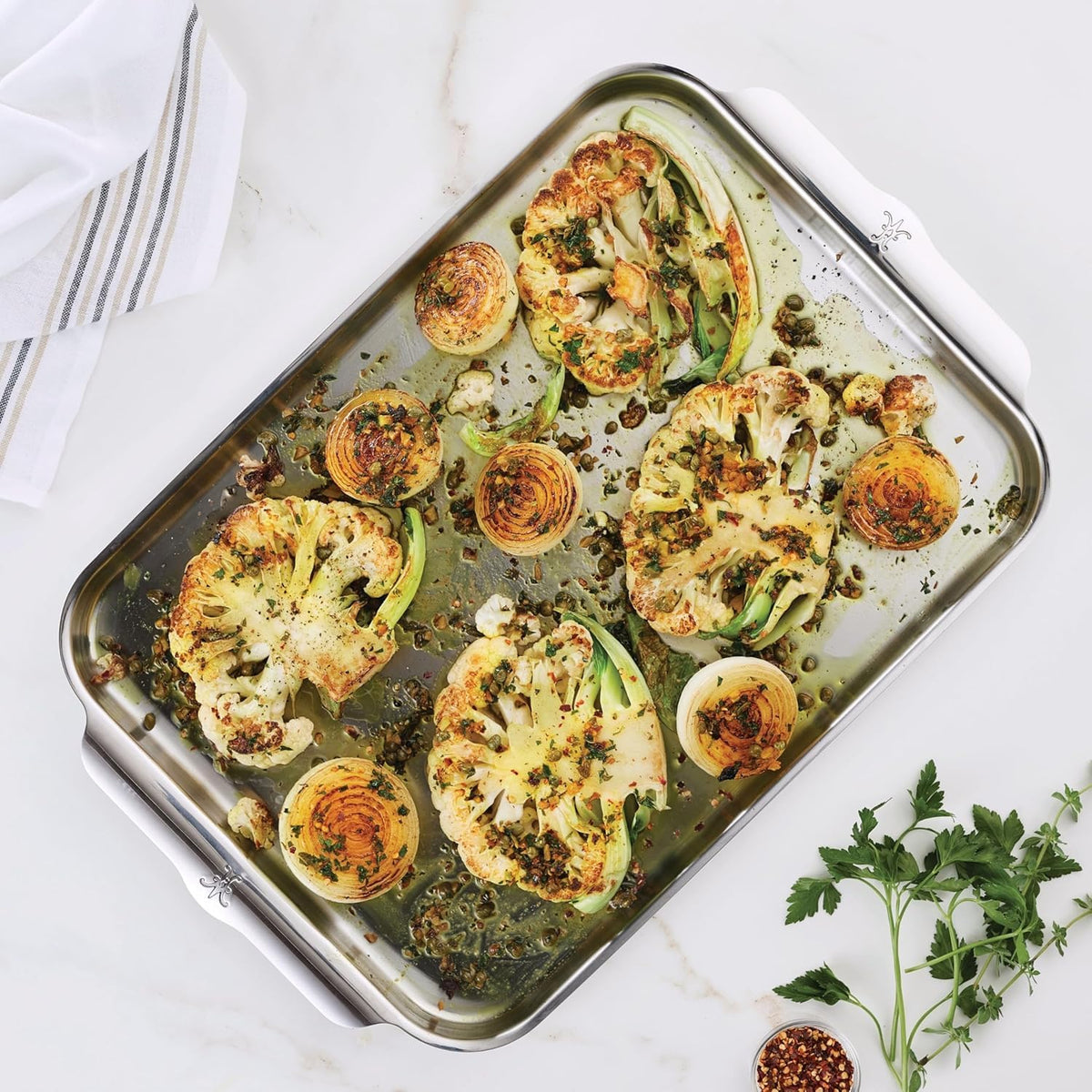 Hestan OvenBond is oven safe up to 600°F for high-heat cooking.