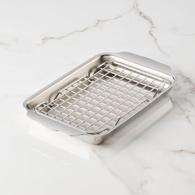 Hestan rack is dishwasher-safe for quick, convenient cleanup.
