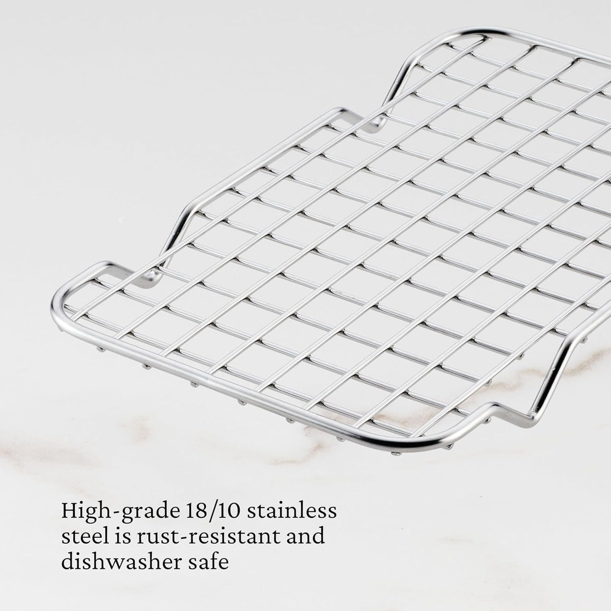 Hestan wide curved handles provide secure grip when removing from oven.
