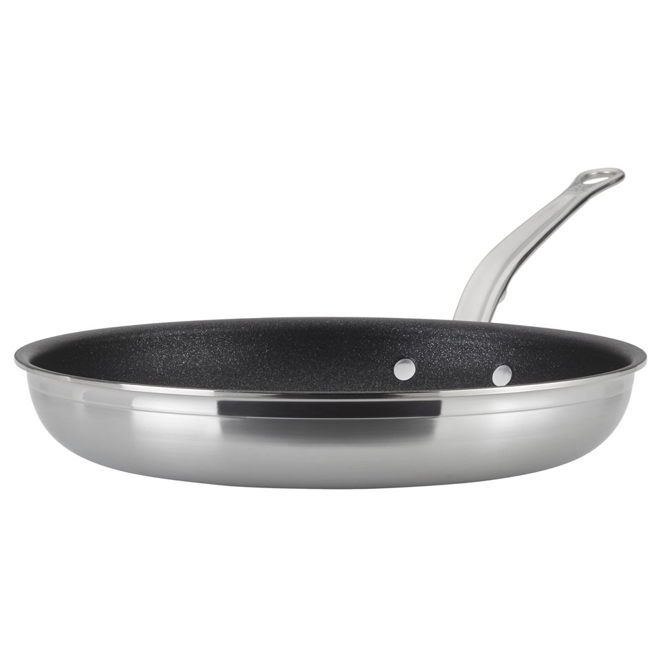 Hestan ProBond TITUM 12.5-inch frying pan top view emphasizes size and profile for even heat.
