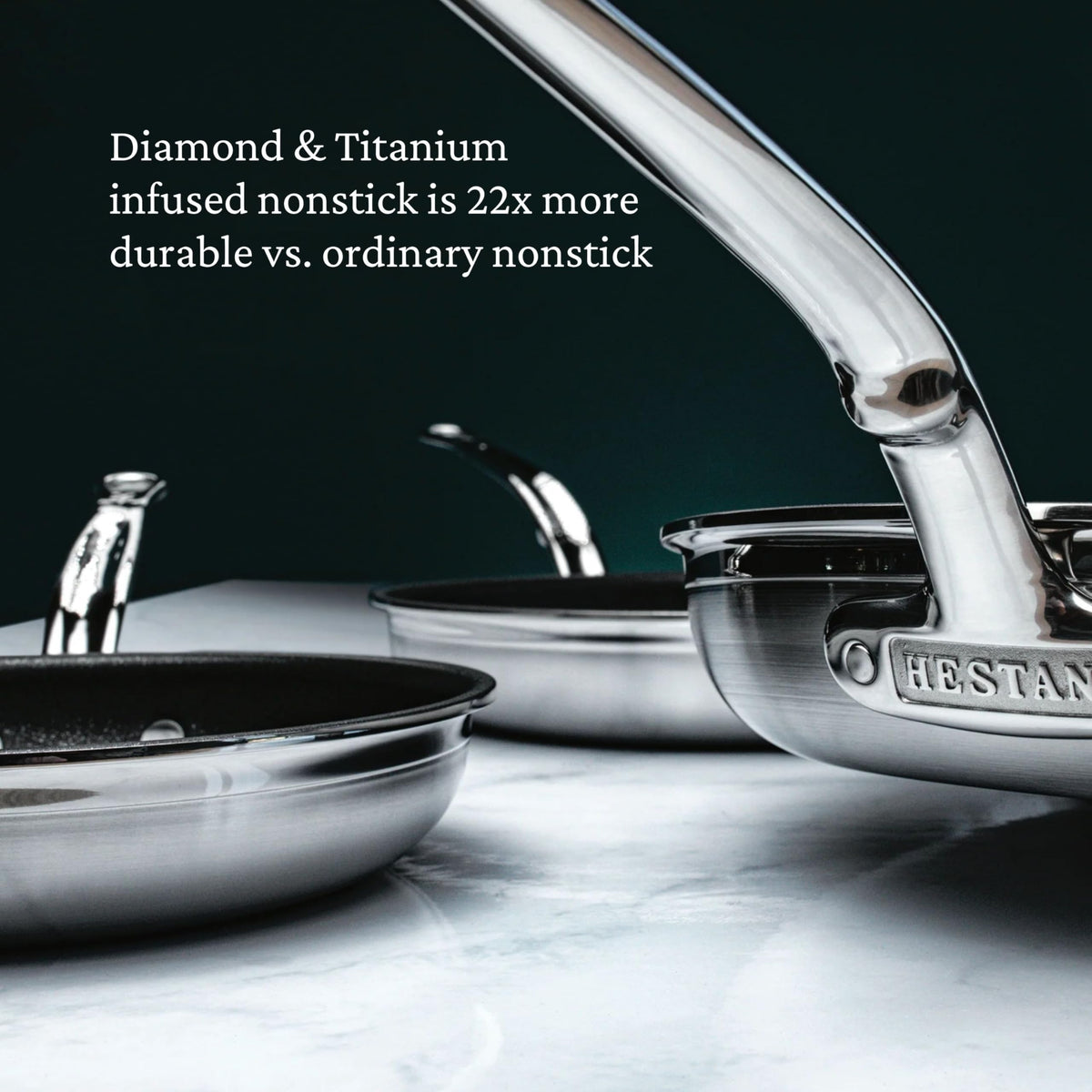 Hestan ProBond TITUM aluminum core image demonstrates responsive heat distribution