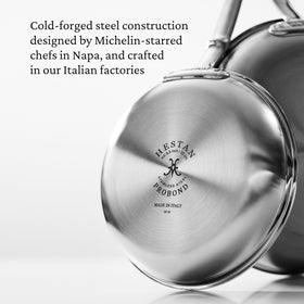 Hestan ProBond TITUM tri-ply construction with aluminum core enables fast, even heating