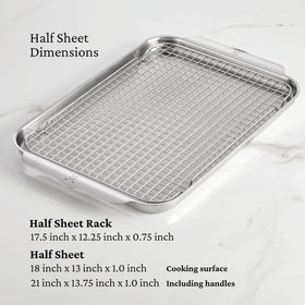 Hestan Provisions OvenBond half-sheet rack highlights elevated airflow for crisp edges.