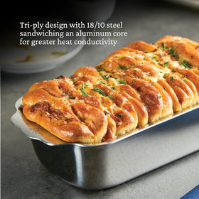 Hestan Provisions OvenBond loaf pan handles provide secure grip