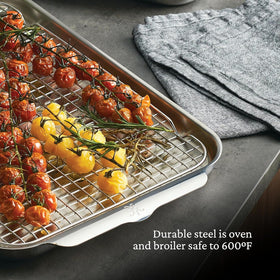 Hestan Provisions OvenBond pan exterior with polished shine