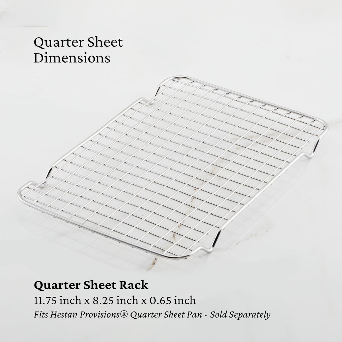 Hestan Provisions OvenBond rack side view highlighting warp-free construction.