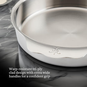Hestan Provisions OvenBond Round Baker oven-safe up to 600°F for high-heat recipes.