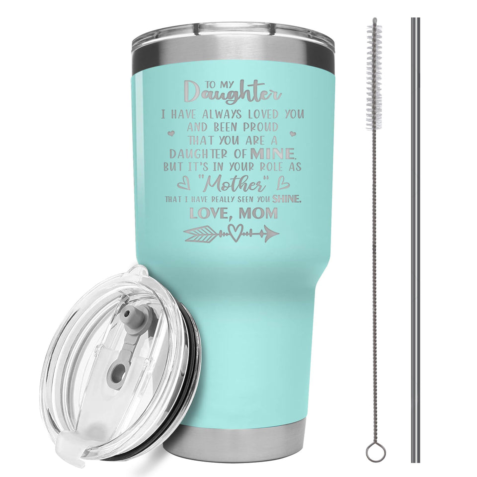 Hexagram daughter tumbler with heart design for daily hydration on the go.
