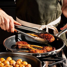 HexClad 10-inch pan on induction stove demonstrates even heating.