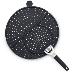 HexClad grease splatter screen folded design keeps oil contained while cooking