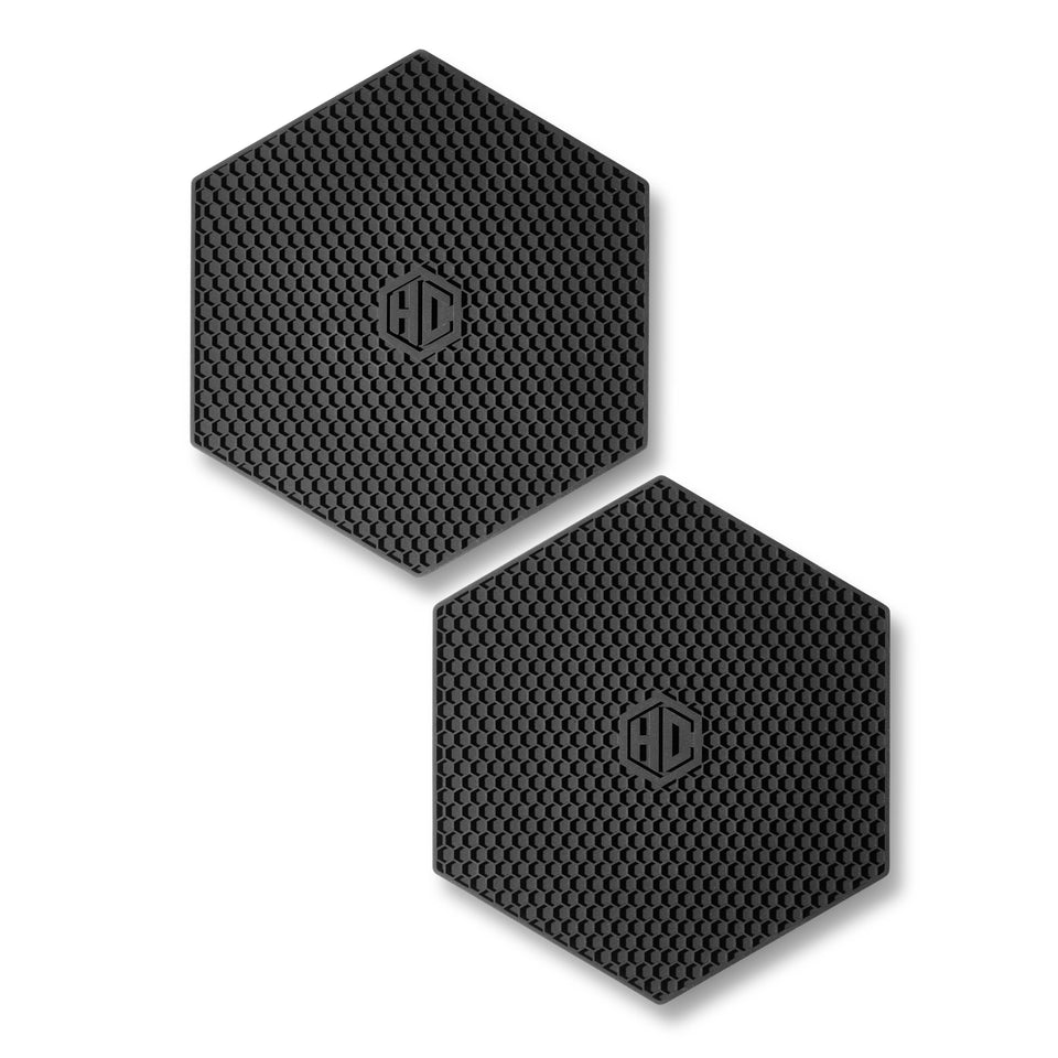 HexClad hexagon silicone trivet 2-pack protects countertops from hot pans