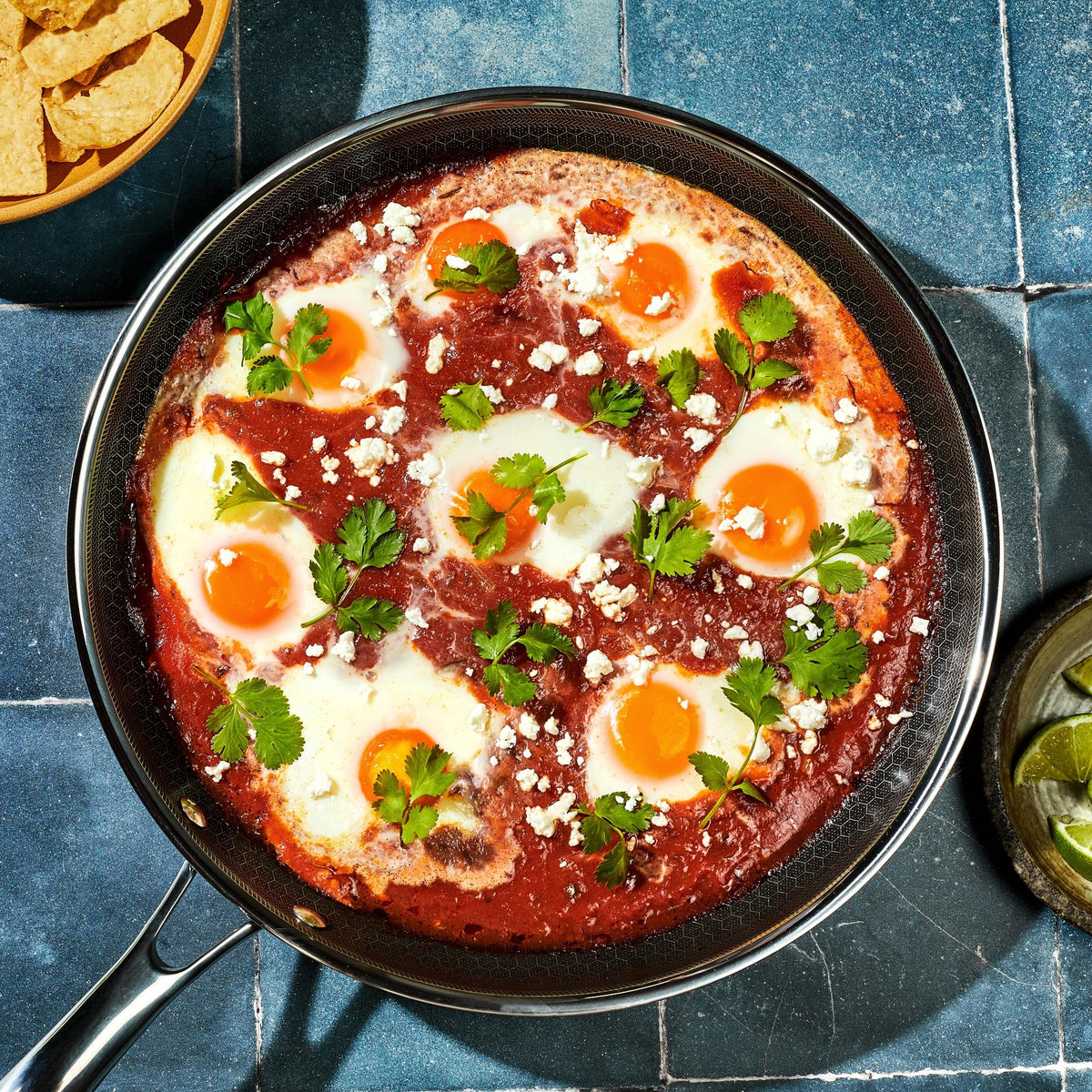 HexClad Hybrid 12-inch pan oven-safe up to 900°F for finishing dishes.