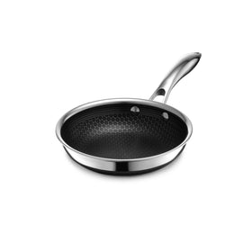 HexClad Hybrid 7-Inch pan top view shows hex nonstick surface for easy release.