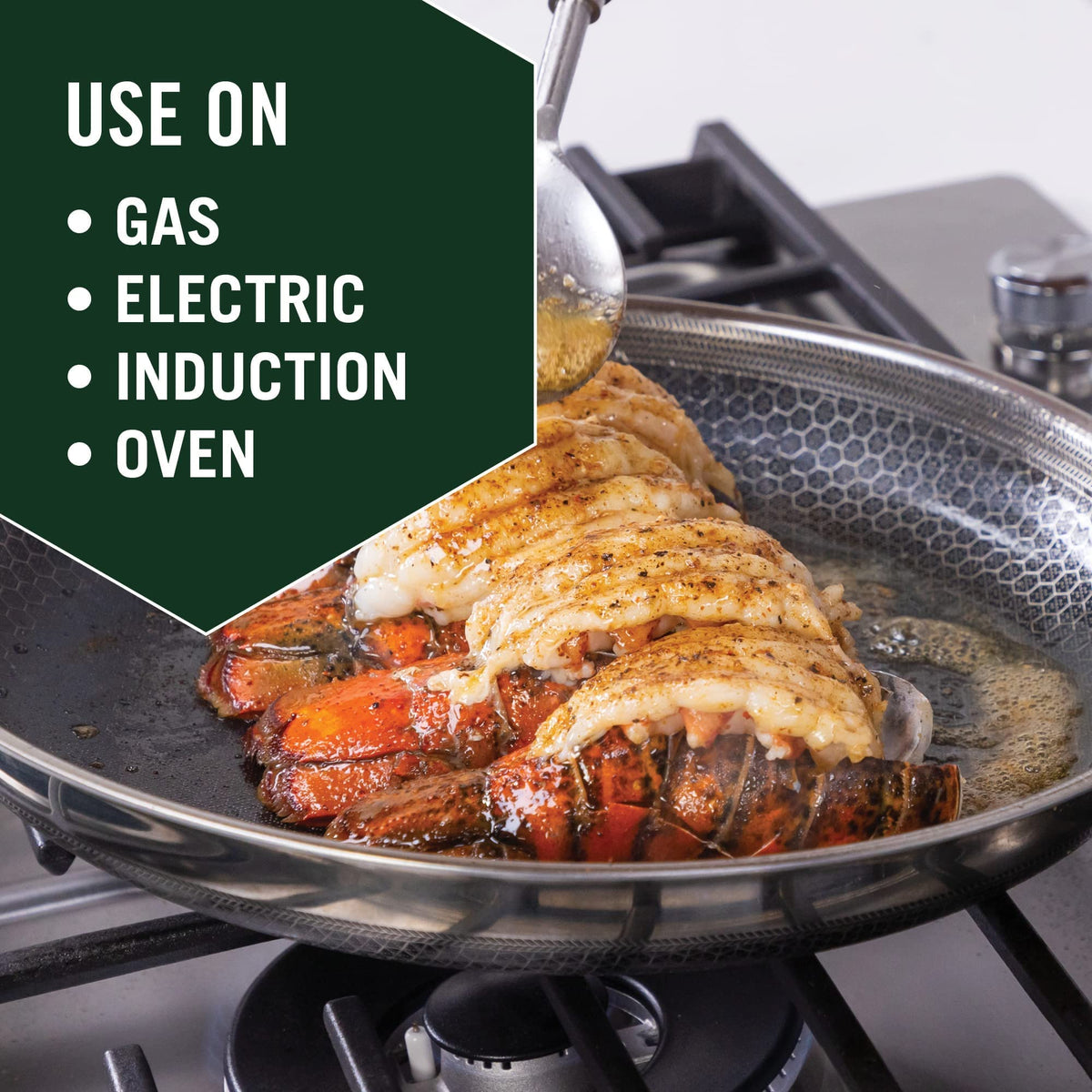HexClad Hybrid 8-inch pan compact storage design for small kitchens.