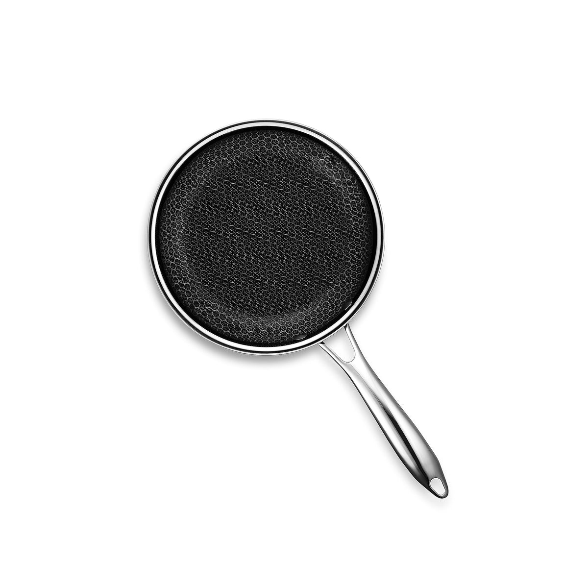 HexClad Hybrid 8-inch pan stay-cool handle for safe, comfortable sautéing.