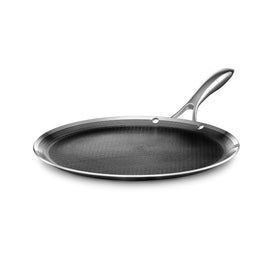 HexClad Hybrid Griddle 12-inch diameter for large-surface searing and cooking.