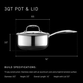 HexClad Hybrid hex-etch nonstick surface for effortless food release.