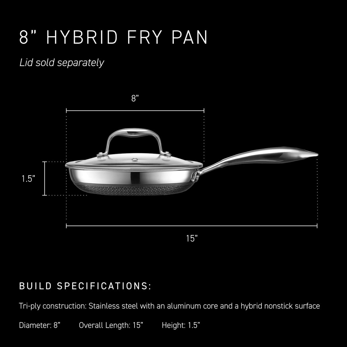 HexClad Hybrid tri-ply construction with aluminum core for even heating