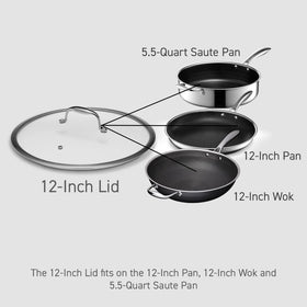 HexClad lid features a stay-cool handle for safe removal