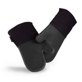 HexClad silicone oven mitt set front view showing full mitts for heat protection