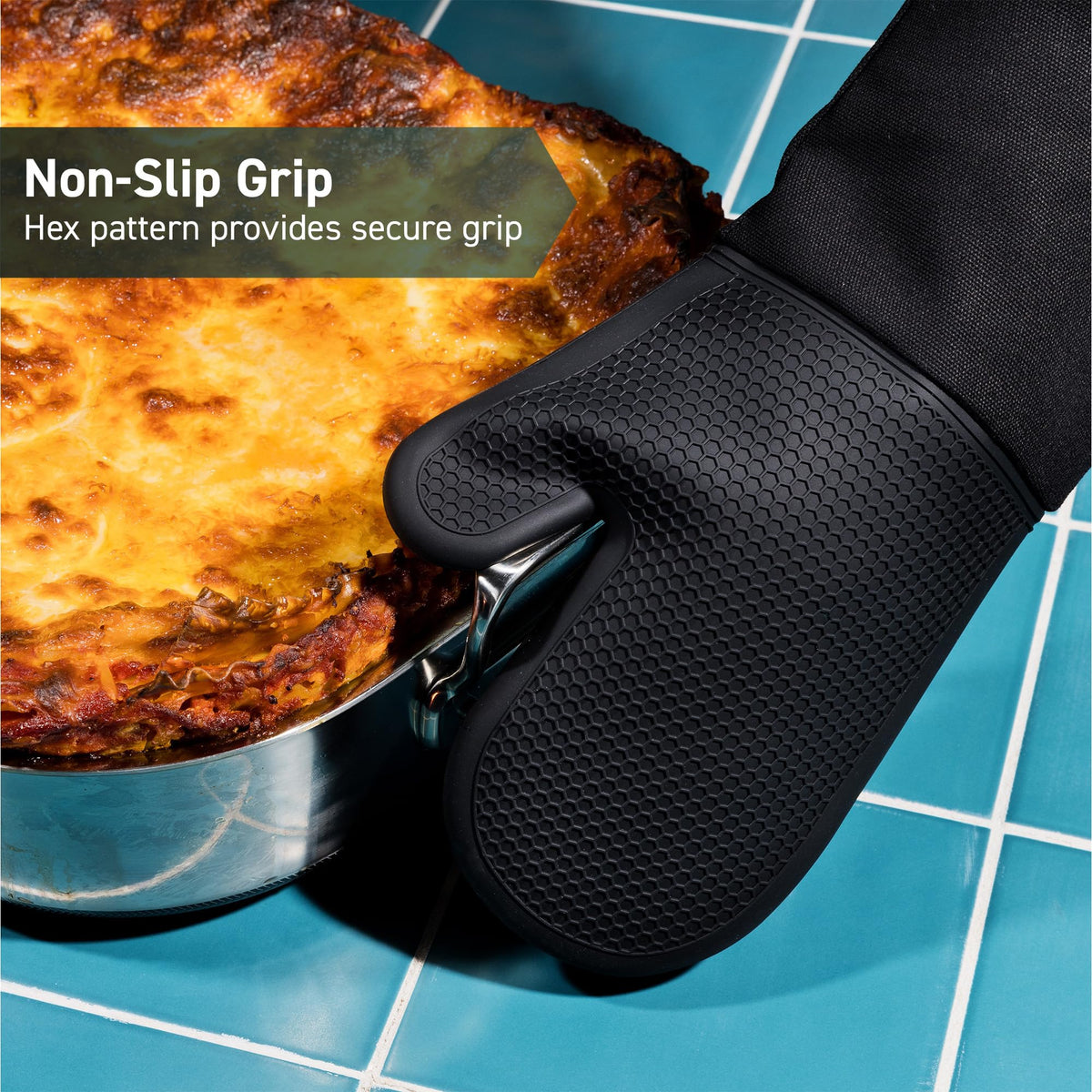 HexClad mitts demonstrating heat resistance up to 480°F
