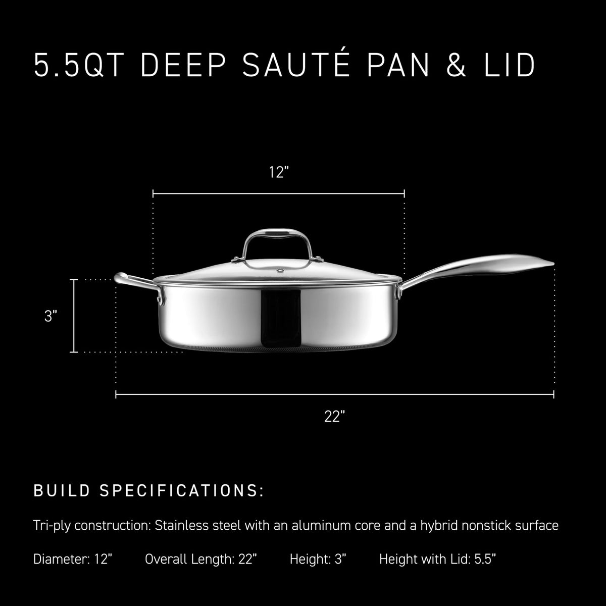 HexClad stay-cool handle for comfortable grip during high-heat sautéing