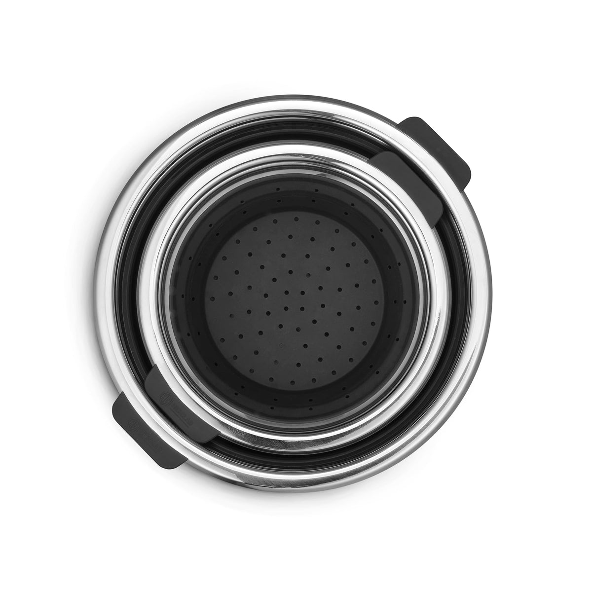 HexClad steamer basket fits 8-quart pots for larger batches and drains smoothly.